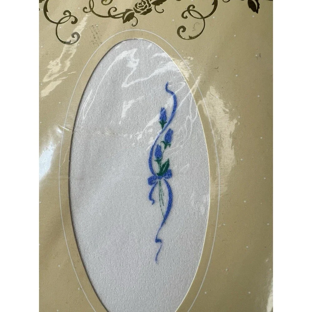 VTG Bridal Belles Ivory Sheer Pantyhose Blue Bridesmaid Bouquet Embroidered Sz B